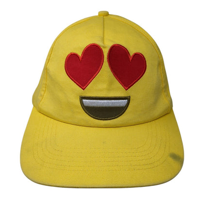 Heart Eyes Emoji Snapback Hat Yellow One Size Adjustable Embroidered