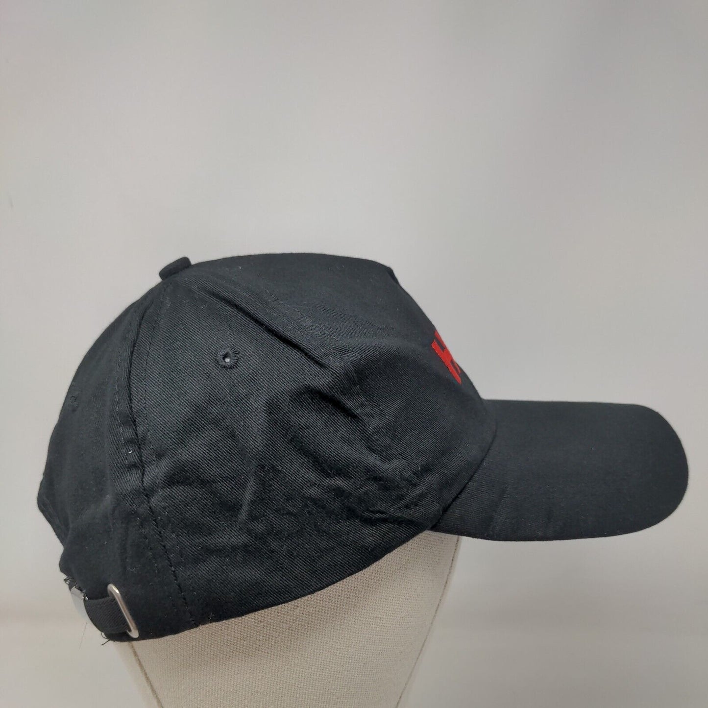 Halo Slideback Hat Black One Size Adjustable Embroidered Vented Holes 6 Panel