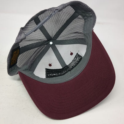 Yupoong Trucker Hat Red Gray One Size Uncorked Flag Patch Mesh Back Snapback