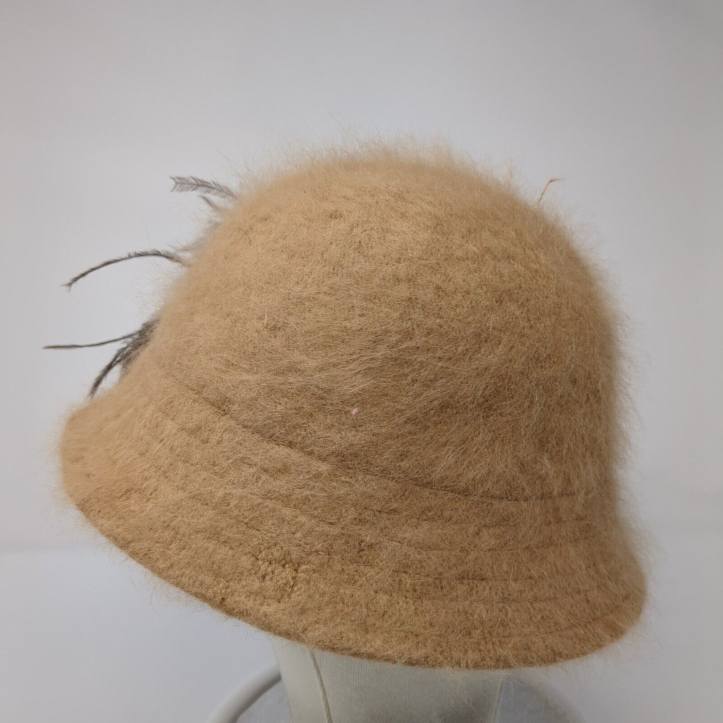 Unbranded Bucket Hat Brown One Size Angora Fuzzy Feather Flower Outdoor