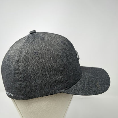 Oakley Baseball Cap Gray M Metal Logo Flexfit Heathered Fitted Hat Stretch