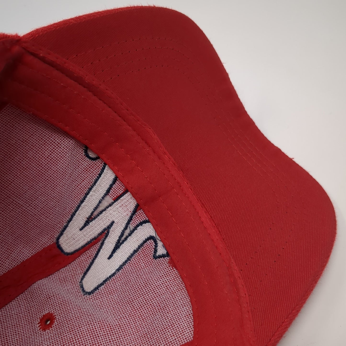 Letter M Strapback Hat Red One Size Adjustable Embroidered 6 Panel