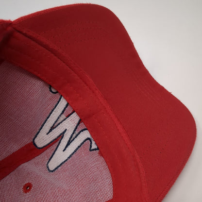 Letter M Strapback Hat Red One Size Adjustable Embroidered 6 Panel