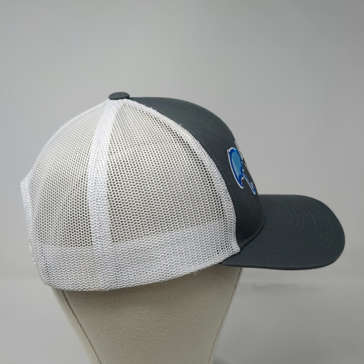 Pacific Headwear Trucker Hat Gray White OSFM Blue Umbrella Waterproofing Mesh