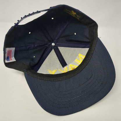 Navy Snapback Hat Blue One Size Adjustable Eagle Crest Solid 6 Panel