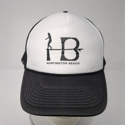 Huntington Beach Snapback Rope Trucker Hat Black One Size Mesh Back