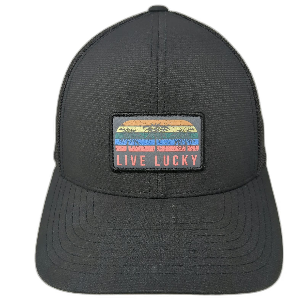 Black Clover Trucker Hat One Size Mesh Snapback Live Lucky Retro Sunset Patch