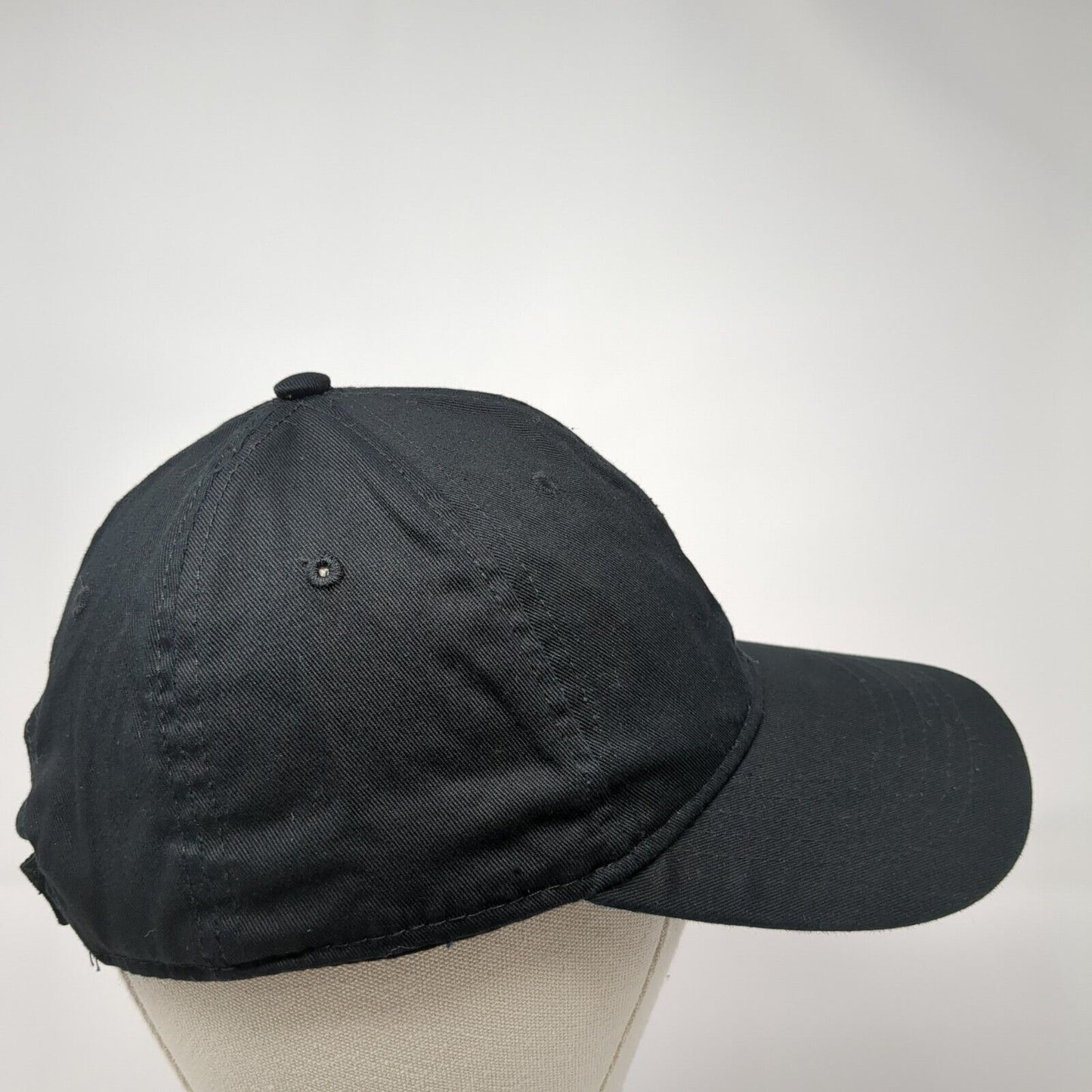 Unbranded Strapback Hat Black Soot One Size Adjustable Vent Holes Blank