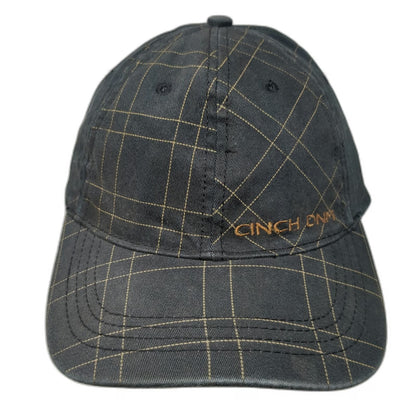 Cinch Baseball Cap Black One Size Grid Pattern Embroidered Logo Stretch Fit Hat