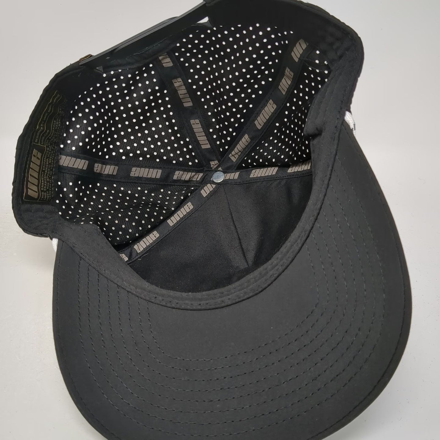 UNIE Trucker Hat Black OSFM Laser Perforated Rope Snapback Performance Logo Cap