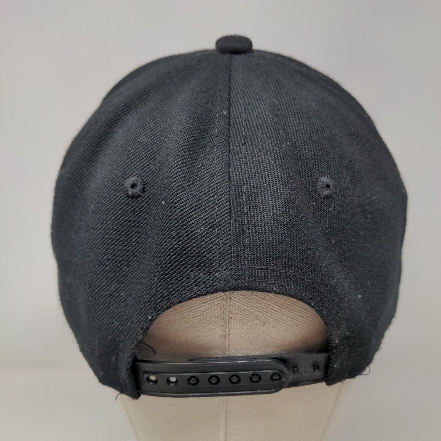 Premium Headwear Black One Size Adjustable Vented Holes 6 Panel Blank Polyester