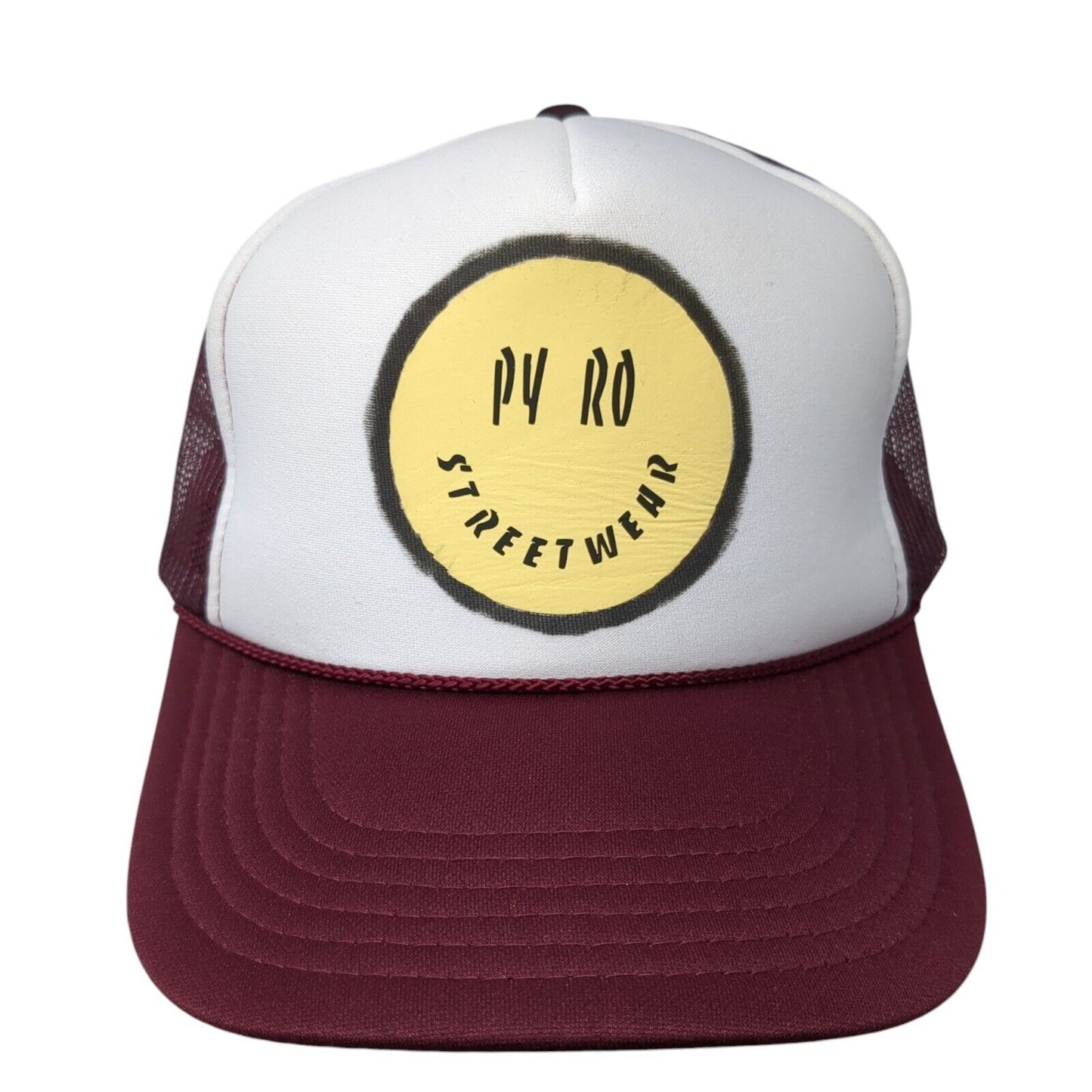 PY RO Streetwear Snapback Trucker Hat Red OS Adjustable Mesh Back Rope Otto