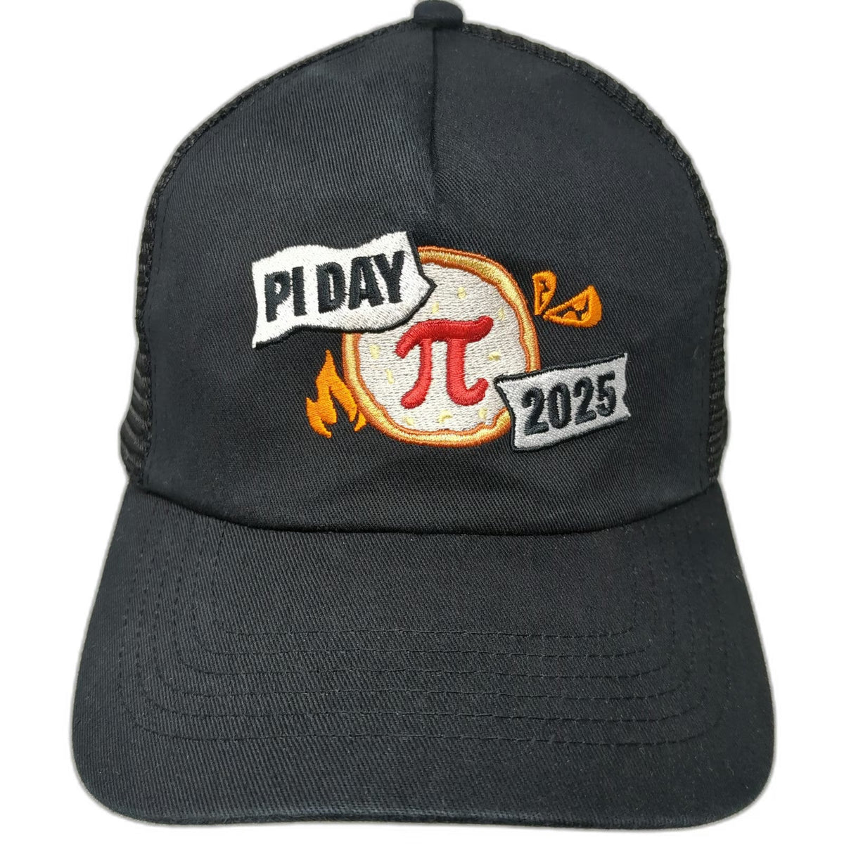 Trucker Hat Black One Size Pi Day 2025 Pizza Pie Math Graphic Snapback Mesh Back