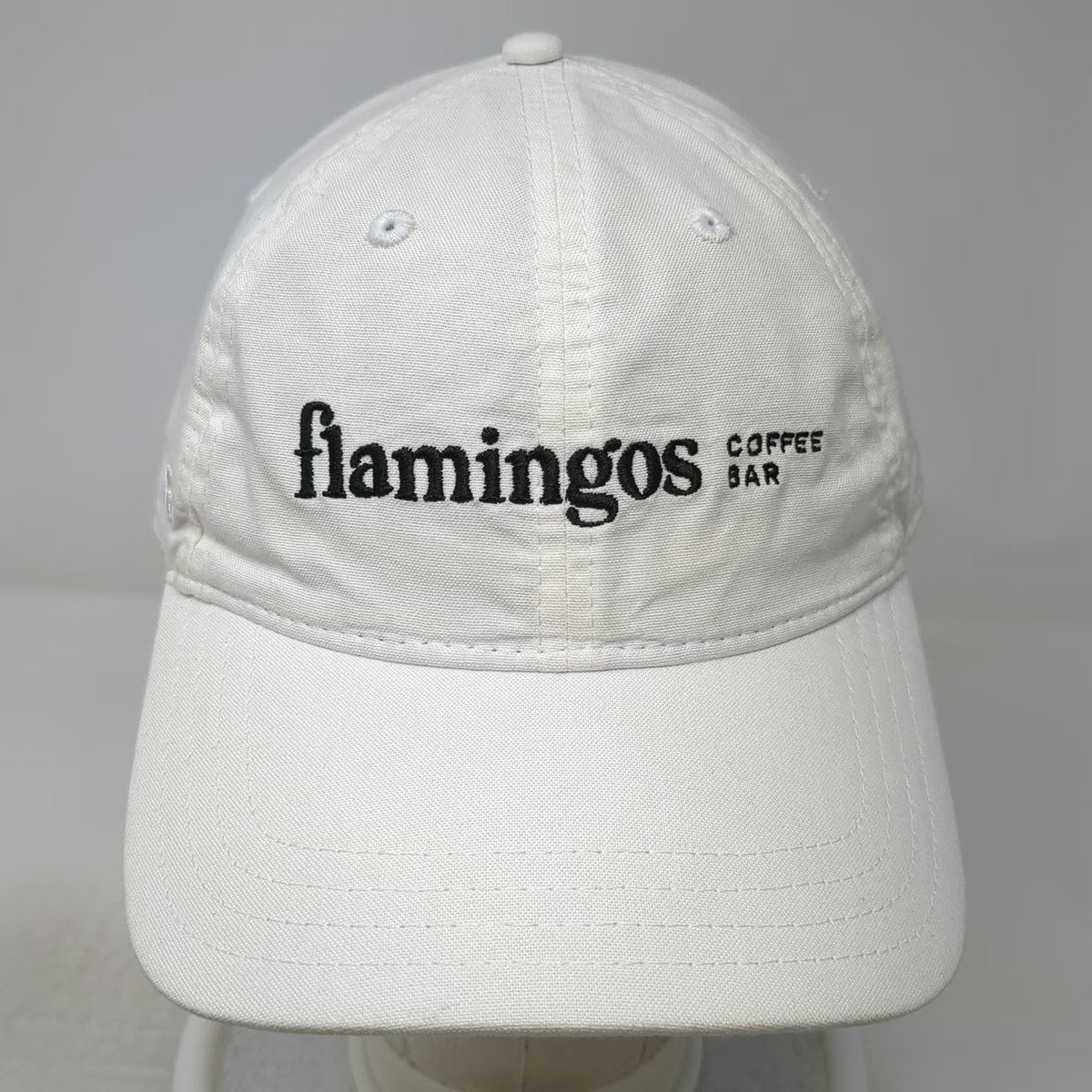 Pukka Baseball Cap White One Size Slideback Flamingos Coffee Bar Embroidered Hat