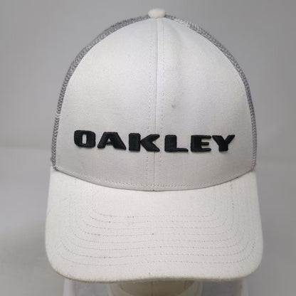 Oakley White Gray Trucker Hat One Size Snapback Mesh Gamble Sands Adjustable