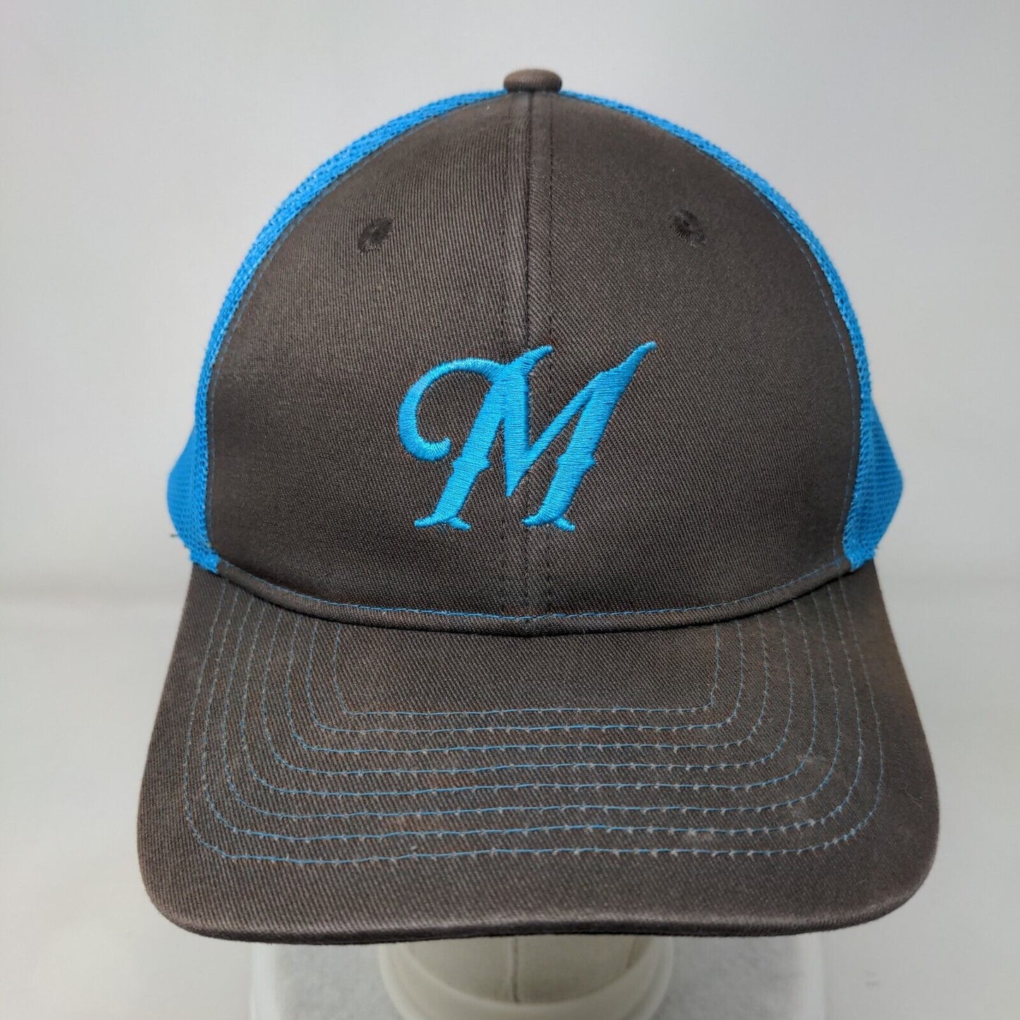 Letter M Snapback Mesh Back Trucker Hat Multi One Size Colorblock