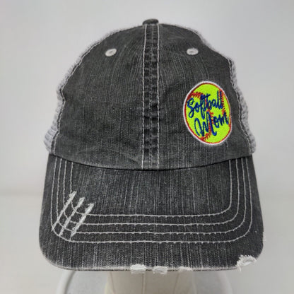 Softball Mom Strapback Mesh Back Trucker Hat Gray OSFA Colorblock HG