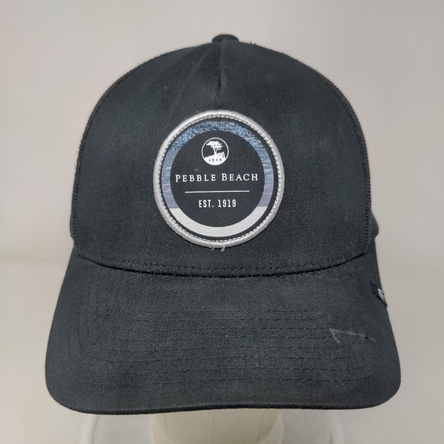 Pebble Beach Patch Snapback Mesh Back Trucker Hat Black One Size