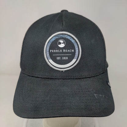 Pebble Beach Patch Snapback Mesh Back Trucker Hat Black One Size
