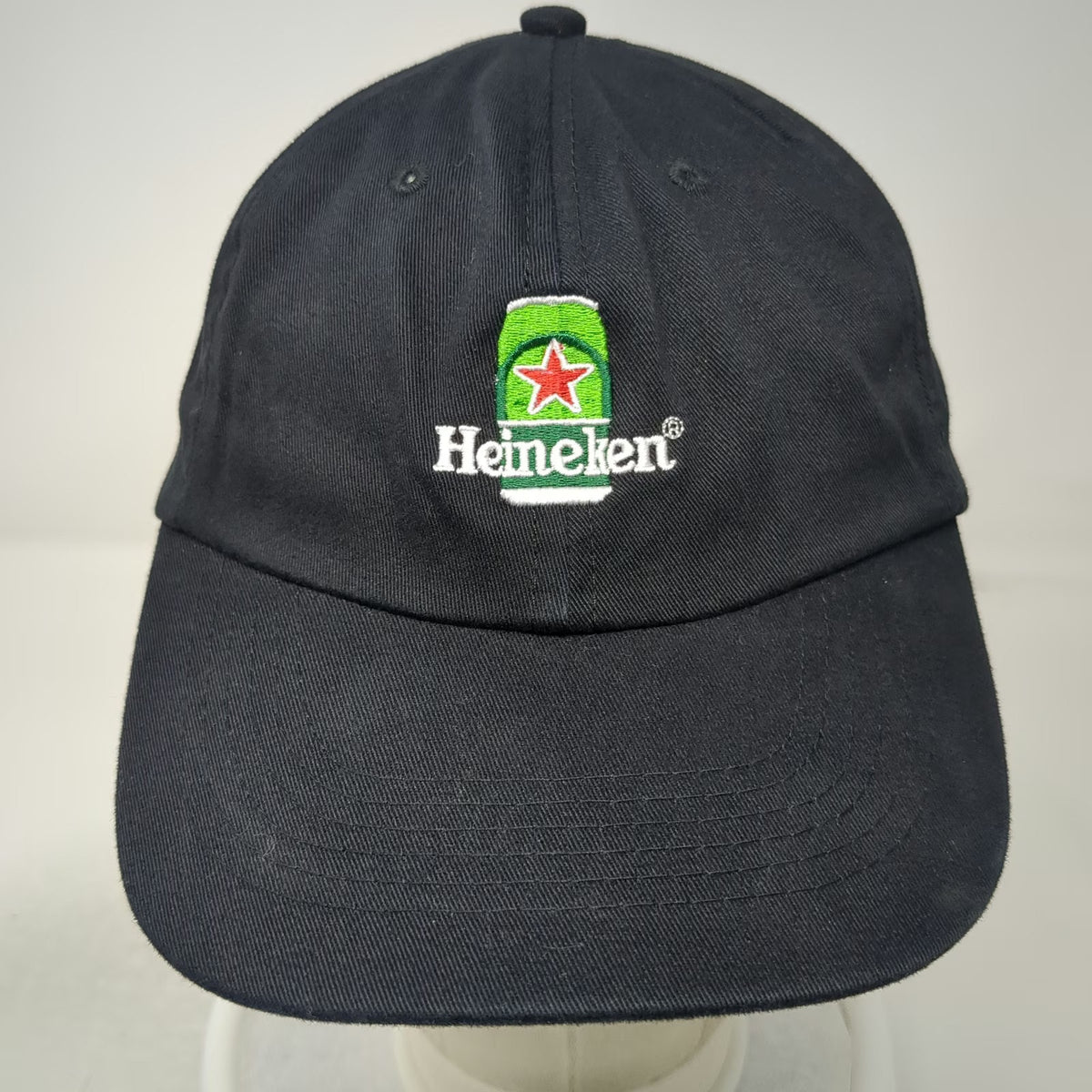 Heineken Beer Can Logo Baseball Cap Black One Size Strapback Curved Brim Hat