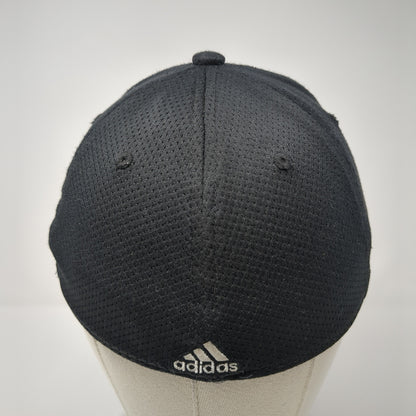 Adidas Fitted Hat Black Embroidered Logo A-Flex Size S/M Polycotton