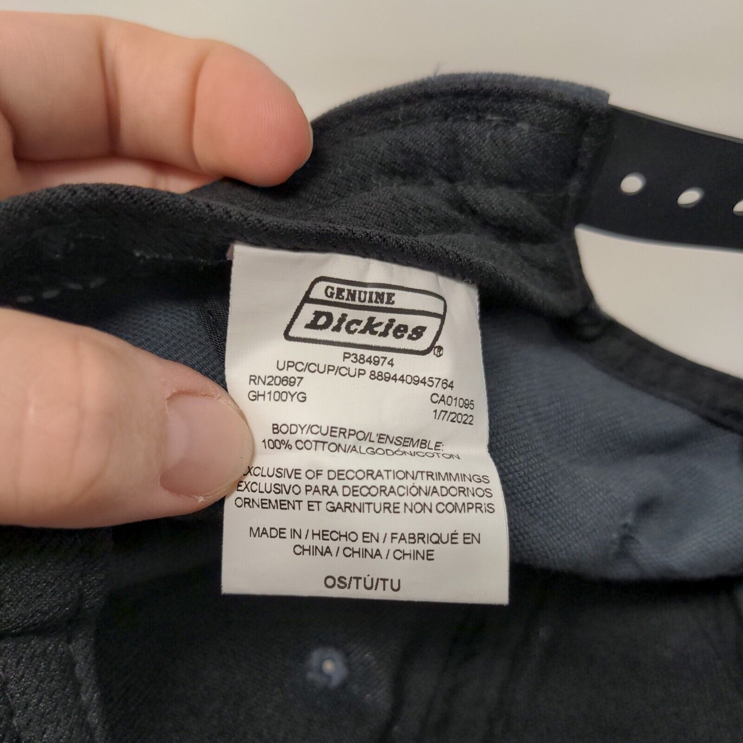 Genuine Dickies Snapback Hat Gray One Size Adjustable Solid Vent Holes