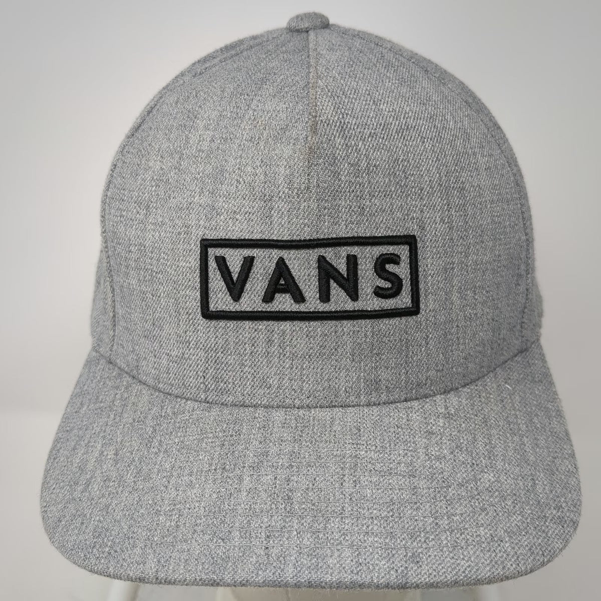 Vans 5 Panel Gray Black Snapback One Size Flat Brim Embroidered Logo Patch Hat