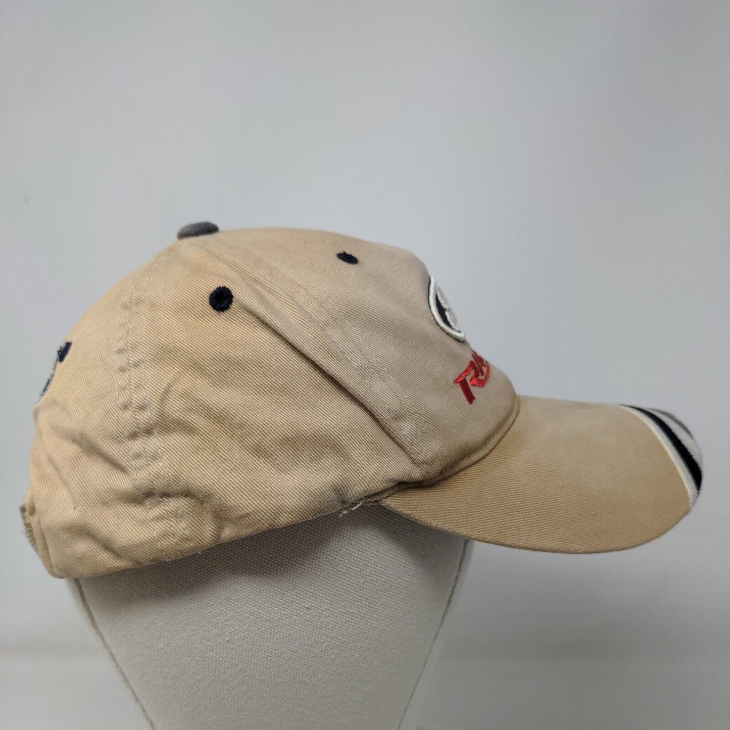 NASCAR Checkered Flag Men's Strapback Hat Tan Ford Racing Embroidered Logo