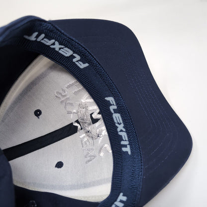 Sky View Hawks Fitted Hat Blue L/XL Flexfit Vented Holes 6 Panel Yupoong