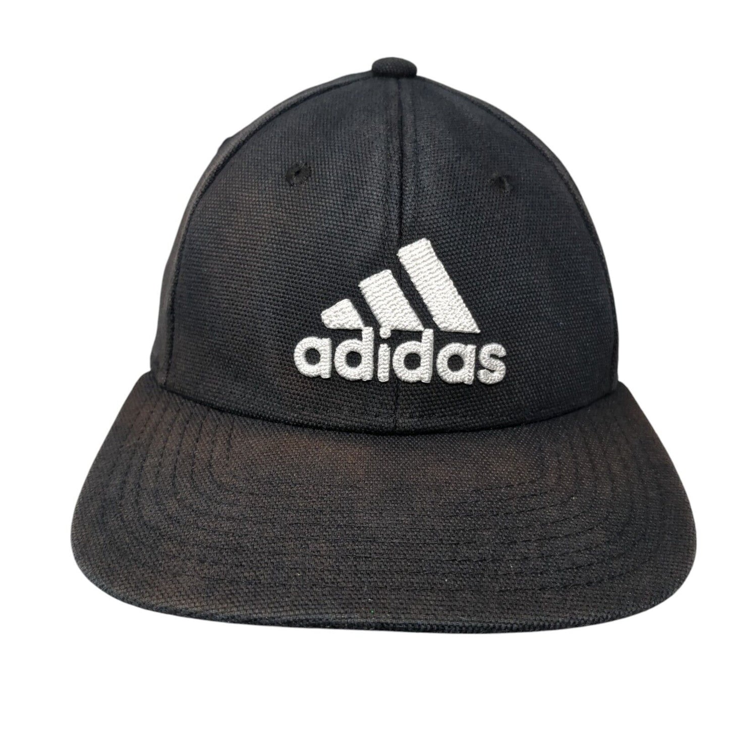 Adidas 3 Stripes Fitted Hat Black S/M Embroidered A-Flex 6 Panel