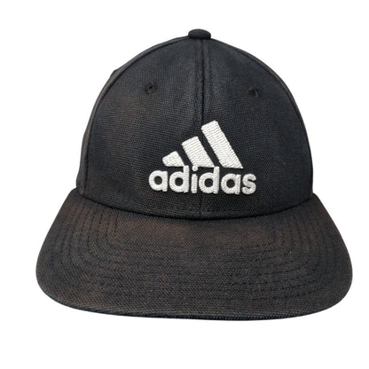 Adidas 3 Stripes Fitted Hat Black S/M Embroidered A-Flex 6 Panel