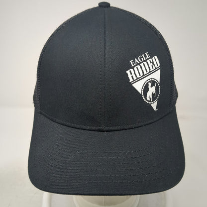 Trucker Hat Black One Size Eagle Rodeo Bucking Bronco Logo Mesh Back Snapback