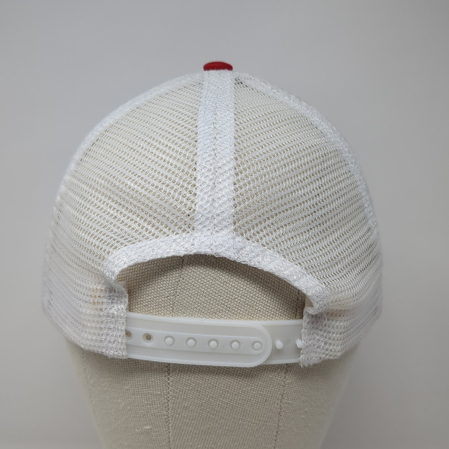 The J Snapback Trucker Hat Red One Size Mesh Back Embroidered Colorblock