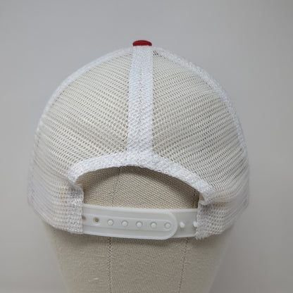 The J Snapback Trucker Hat Red One Size Mesh Back Embroidered Colorblock