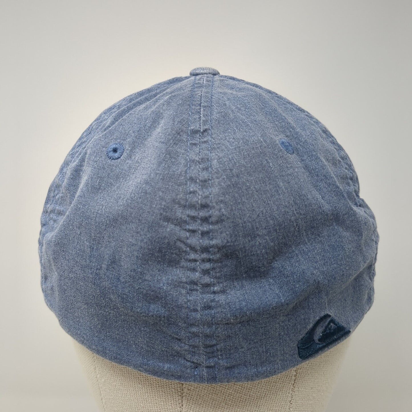 Quiksilver Flexfit Fitted Hat Blue L/XL Lightweight Embroidered Vented Holes