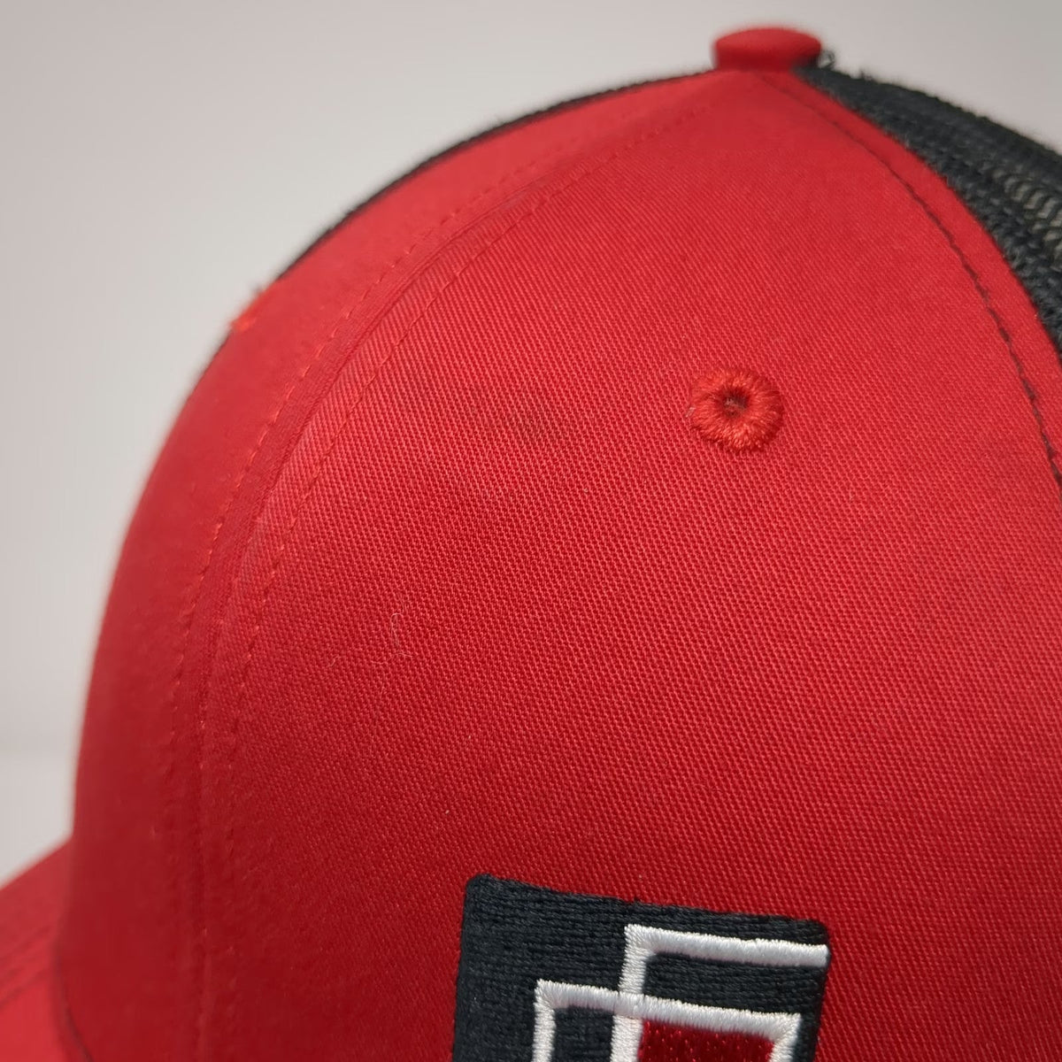 Richardson Trucker Hat Red One Size Mesh Snapback Engelmann-Partners Logo Black