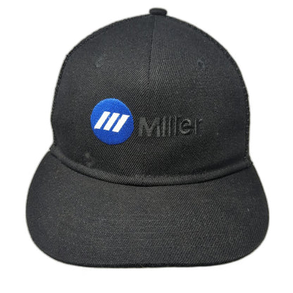 Three In Trucker Hat Black Blue Miller Electric Logo One Size Snapback Mesh hat