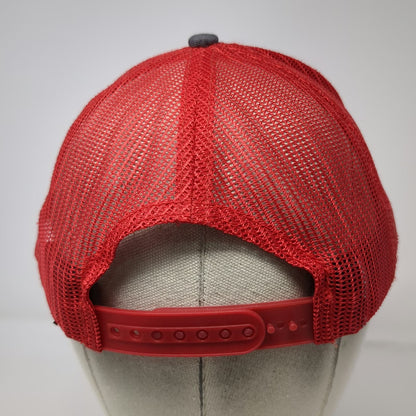 Nevada Caps Trucker Hat Gray Red OSFM Mesh Back Leather Patch Veterans Compass