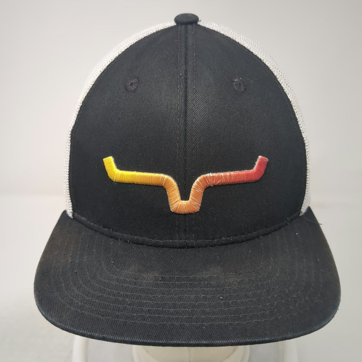 Kimes Ranch Trucker Hat Black White One Size Mesh Snapback Longhorn Steer Logo
