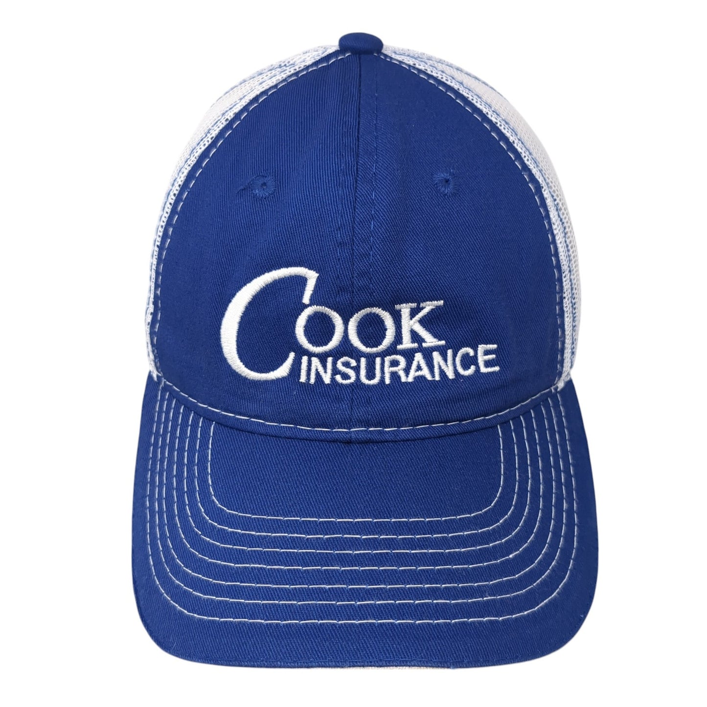Cook Insurance Trucker Hat Blue OS Adjustable Embroidered Mesh Back Outdoor Cap