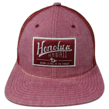 Honolua Surf Co Red Trucker Hat One Size Hawaii Aloha Living Patch Mesh Snapback