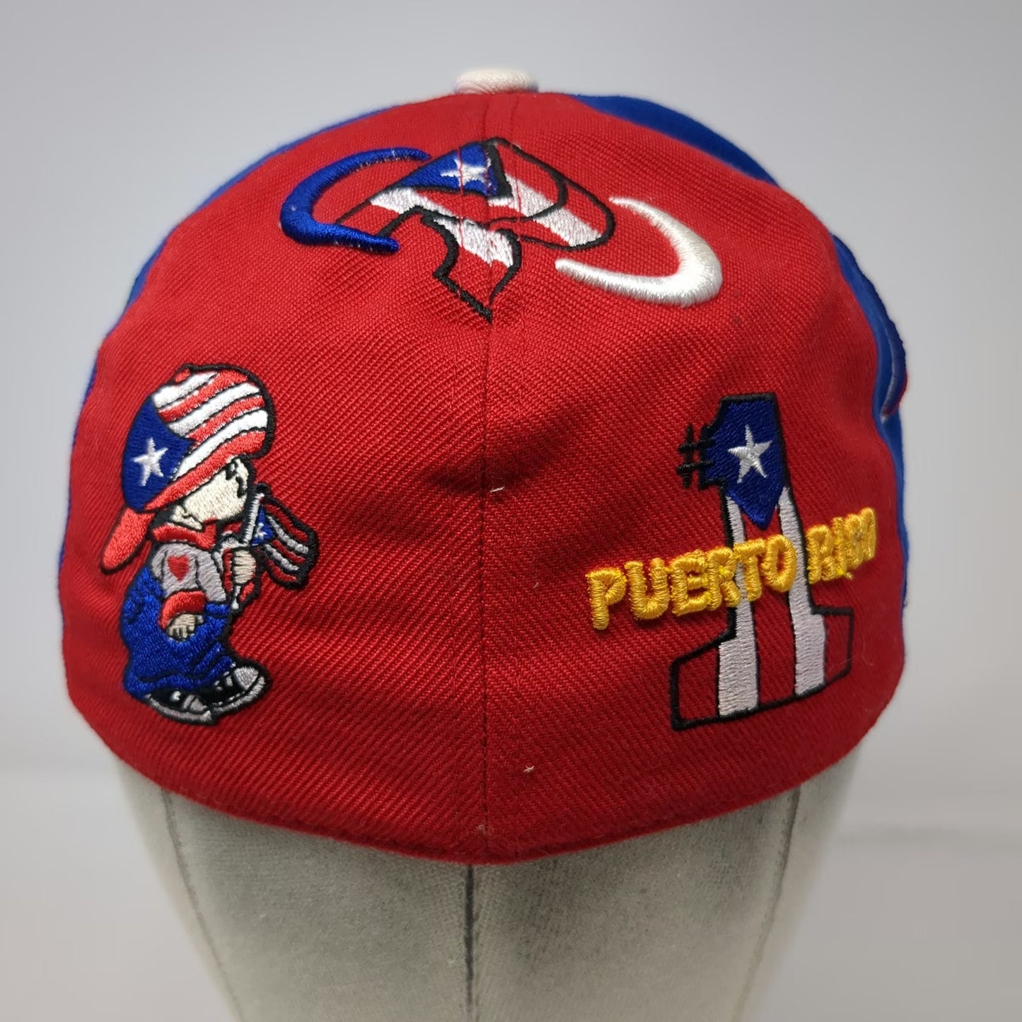MSO Puerto Rico Baseball Cap White Blue Red S Embroidered Coqui Rooster Hat