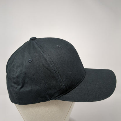 Flag Fitted Hat Black Large-XL Flexfit Stretch 6 Panel Solid Yupoong
