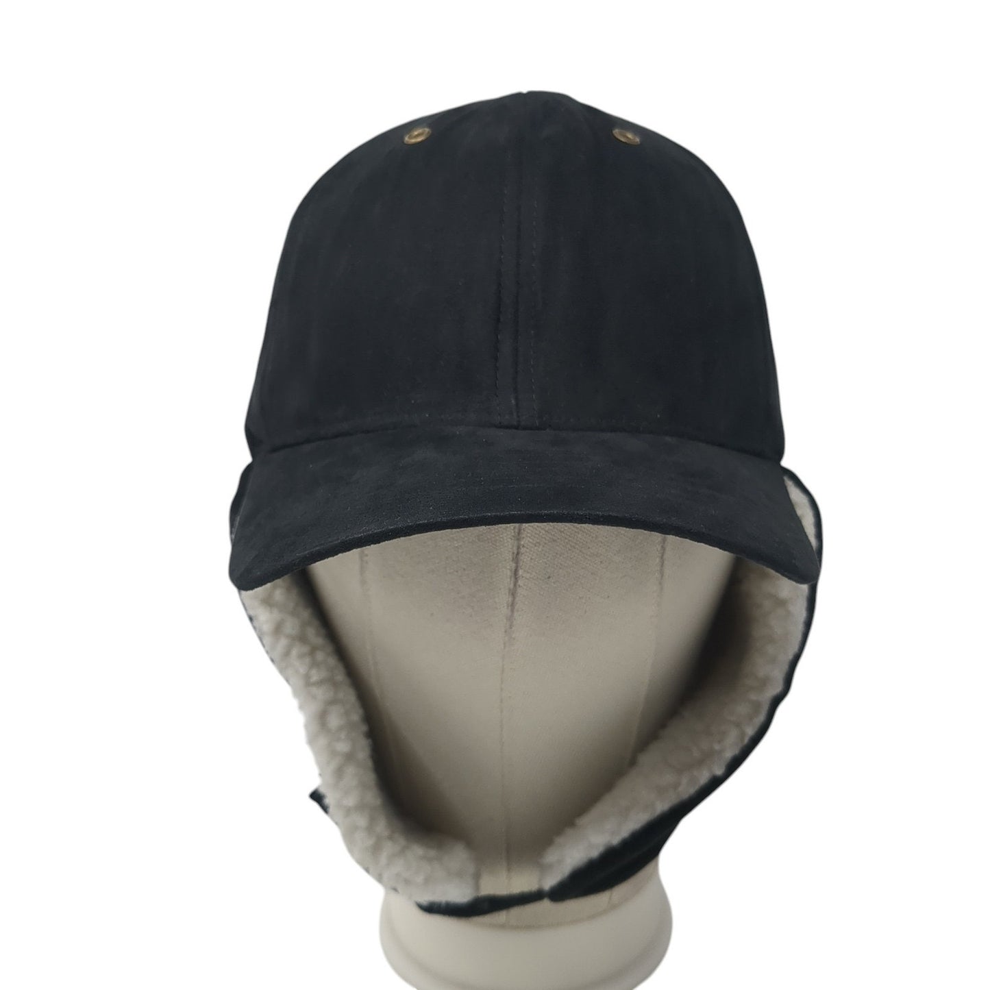 Magic Headwear Fitted Trapper Hat Black XL Faux Fur Lined Ear Flap Blank