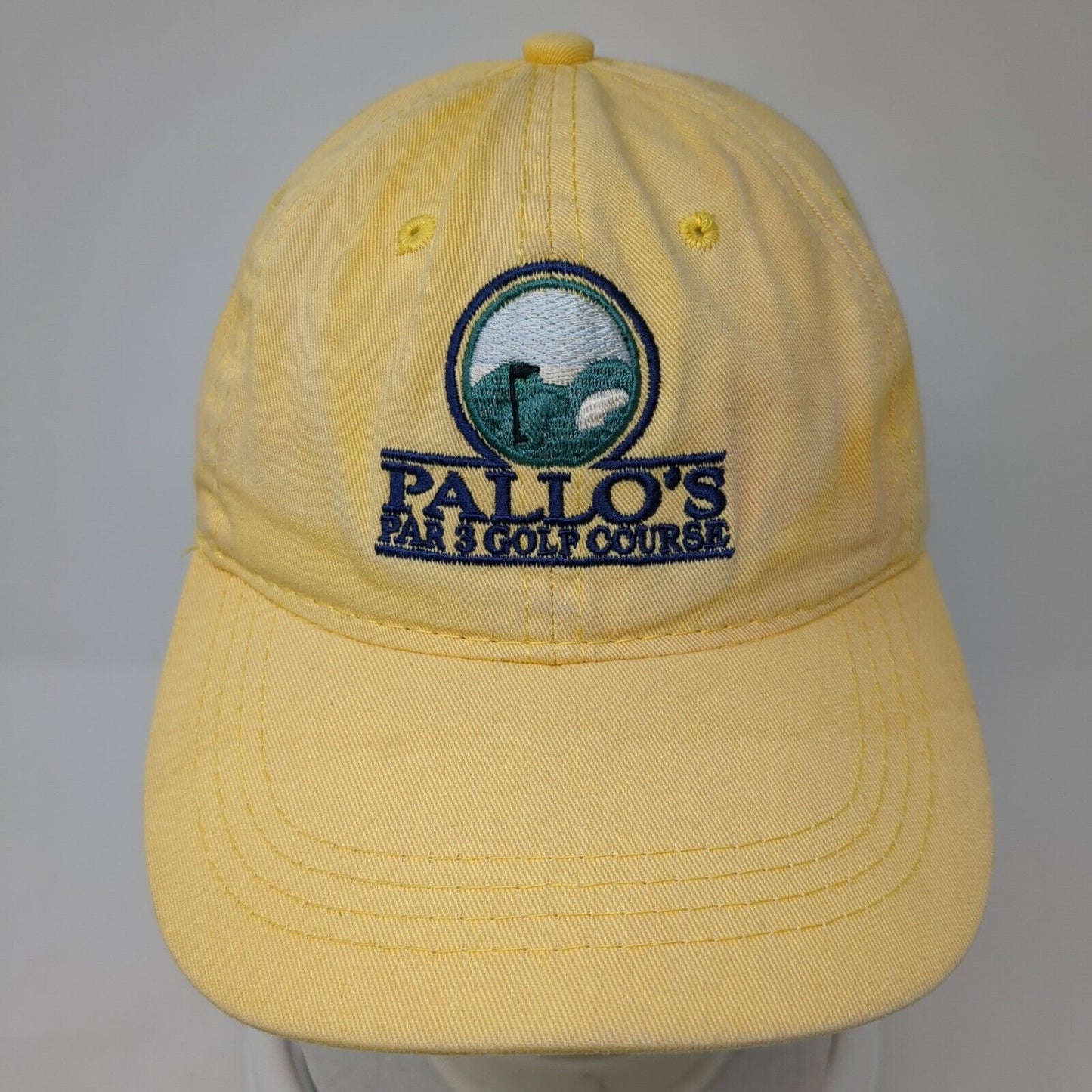 Pallo's Par 3 Golf Course Slideback Hat Yellow One Size Adjustable Outdoor Cap