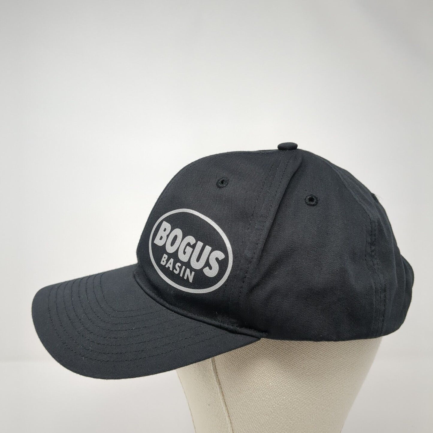 Bogus Basin Snapback Hat Black M-L Adjustable 6 Panel Richardson