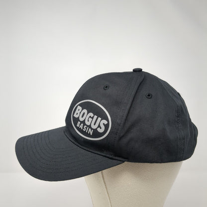 Bogus Basin Snapback Hat Black M-L Adjustable 6 Panel Richardson