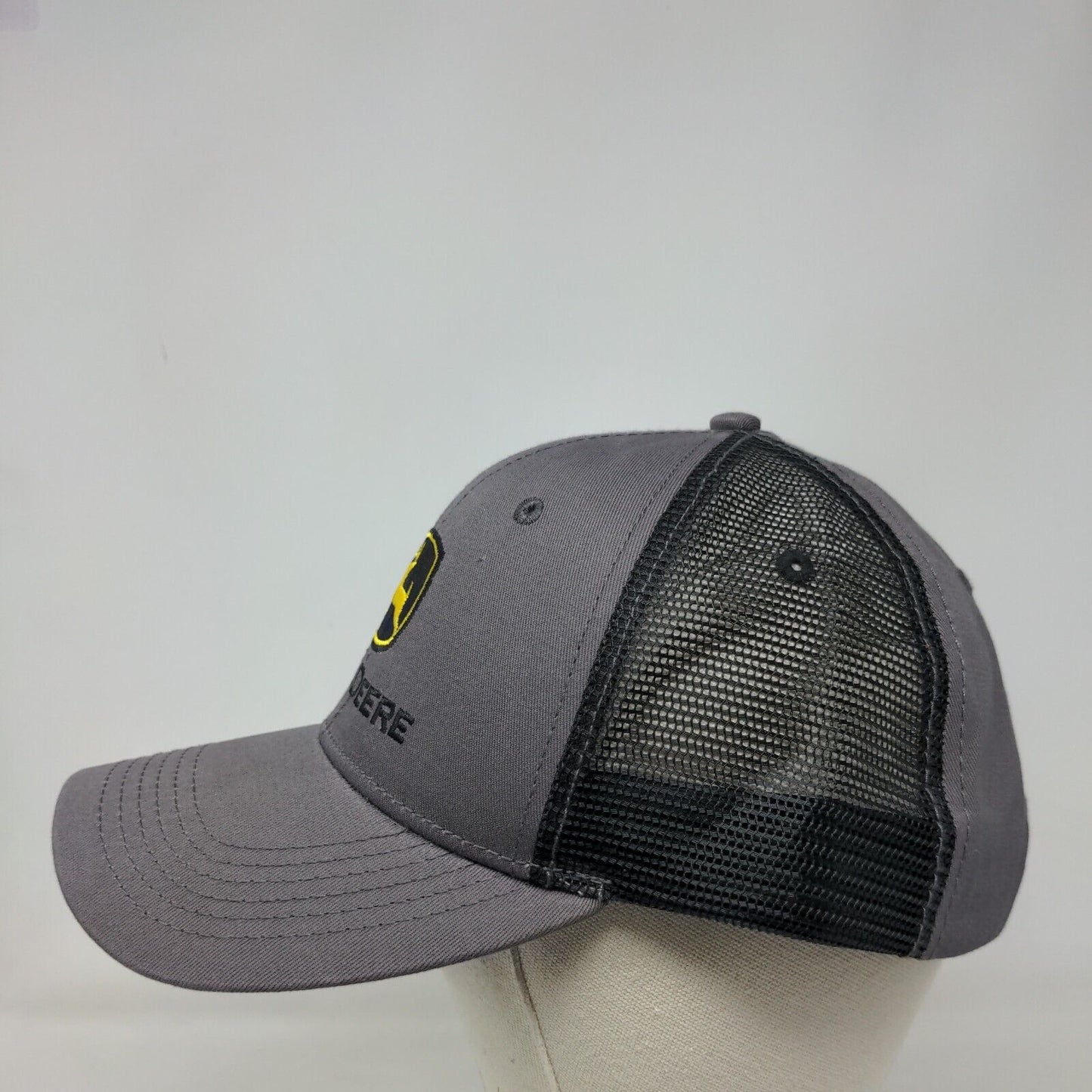 John Deere Snapback Hat Gray OSFA Mesh Trim Run Your World Colorblock