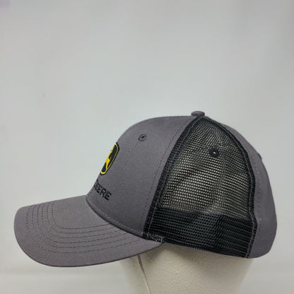 John Deere Snapback Hat Gray OSFA Mesh Trim Run Your World Colorblock