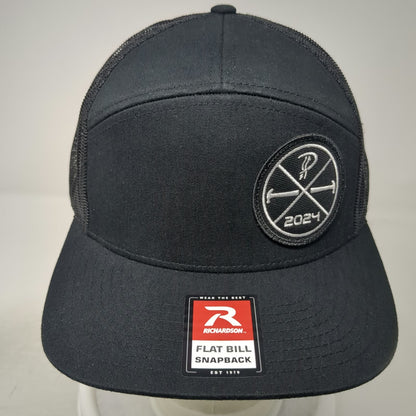 Richardson Trucker Hat Black One Size Flat Bill Mesh Snapback Patch 2024 Hammers